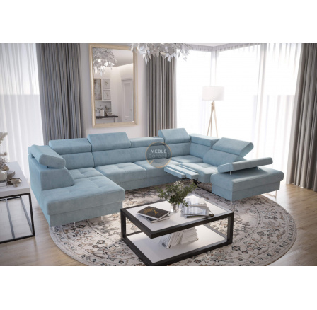 Rohová sedacia súprava GALAXY MAX II, relax s funkciou spania 215x350x170 - modrá, pravá Rohová sedacia súprava GALAXY MAX II, relax s funkciou spania 215x350x170 - modrá, pravá