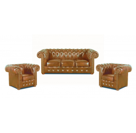 Sedacia súprava Chesterfield Classic 3+1+1 koža koňak Sedacia súprava Chesterfield Classic 3+1+1 koža koňak