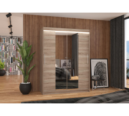 Posuvná skriňa so zrkadlom a LED osvetlením INESS 150 Truffle+Truffle