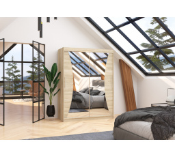 Posuvná skriňa so zrkadlom MAX 150 Sonoma+Sonoma