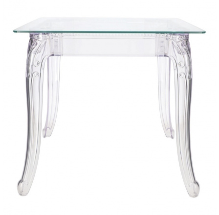 Stôl Ghost 80x80cm štvorcový transparentný