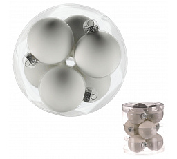 Kulaté skleněné ozdoby - pr. 7 cm, bílé, cena za balení (9 ks)