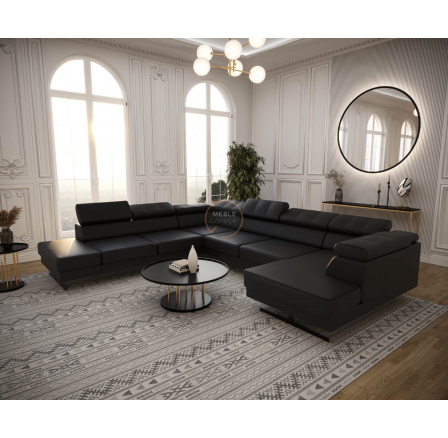 Rohová sedacia súprava EMPORIO MAX II 300X350X180 prírodná koža - čierna koža, ľavá Rohová sedacia súprava EMPORIO MAX II 300X350X180 prírodná koža - čierna koža, ľavá
