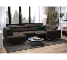 Rohová sedacia súprava TOSCANIA MAX I, relax s funkciou spania 170x350x185 cm - hnedá, pravá