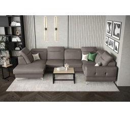 Rohová sedacia súprava MALIBU MAX II 180x350x182 cm prírodná koža - Sivá koža, Pravá strana