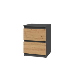 Nočný stolík MALVÍNA M2, Antracit/Dub artisan