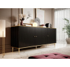 Komoda GLAMOUR 180, MAT čierna/ Zlatá