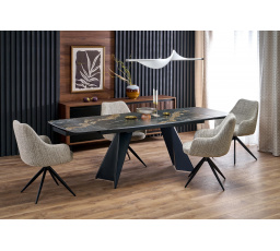 ARMANI rozkladací stôl, doska - čierny mramor, noha - čierna (2p=1ks)