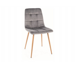 Jedálenská stolička MILA D VELVET, sivá Bluvel 14/Dub