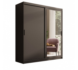 Šatní skriňa s posuvnými dverami a zrkadlom Hailey 180 Čierna+Čierna