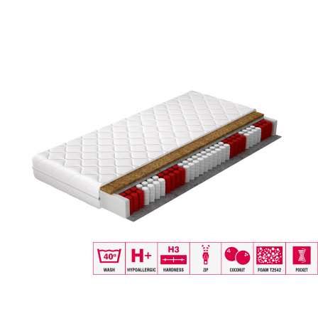 Taštičkový matrac Pini 180x200 Hypoalergénny poťah Microfibre