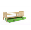 Detská posteľ KUBUS 80x160 cm so zásuvkou, s matracom, Prírodná/Zelená