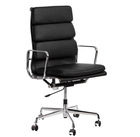 Kancelárska stolička CH2191T čierna koža chróm