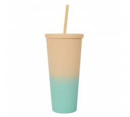 Hrnček so slamkou PP žlto-tyrkysový