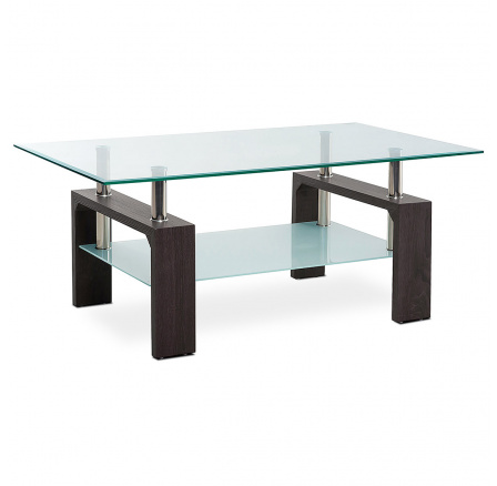 Konferenčný stôl, číre / mliečne sklo, MDF, 3D dekor
