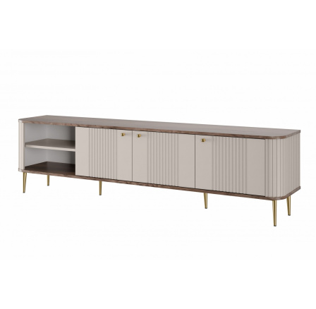 TV komoda Vesper 3D, kašmír / orech / zlaté nohy