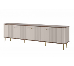 TV komoda Vesper 4D, kašmír / orech / zlaté nohy