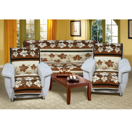 Prehoz na sedaciu súpravu Karmela 3+1+1 listy hnedé