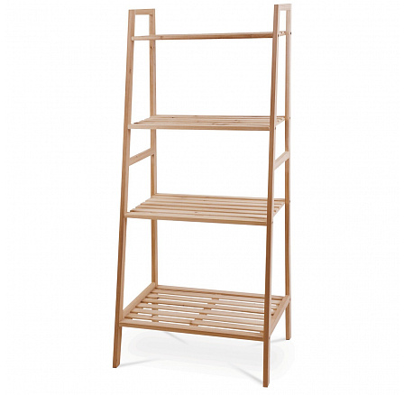 Drevený regál, 4 police, jedľové drevo, prírodný odtieň