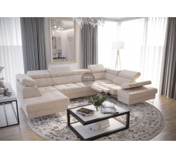 Rohová sedacia súprava GALAXY MAX II, relax s funkciou spania 215x350x170 - béžová, pravá