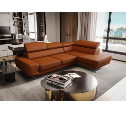 Rohová Kožená sedacia súprava MILANO I - tehlová, pravá