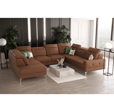 Rohová sedacia súprava MALIBU MAX I 260x350x220 cm prírodná koža - Hnedá koža, Pravá strana Rohová sedacia súprava MALIBU MAX I 260x350x220 cm prírodná koža - Hnedá koža, Pravá strana