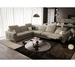 Rohová sedacia súprava MALIBU MAX, relax 320x250 prírodná koža - pravá, Béžová koža