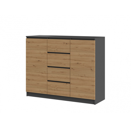 Komoda TOPA 2D4S 120, Antracit/Dub artisan