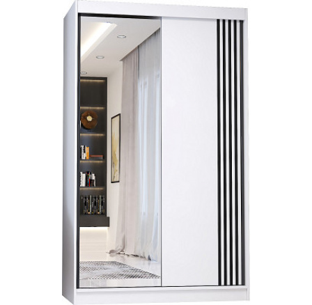 NAOMI 07 (NEOMI 07=4balenia) - ŠATNÍK 120 - 2 dvere - biely matný korpus / biele matné dvere so zrkadlom (IZ) (K150-E)