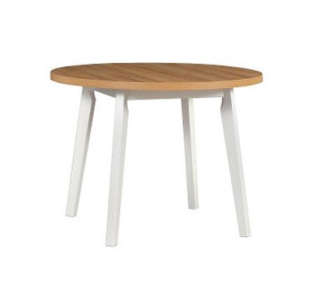 OSTENA 3 (OSLO 3) jedálenský stôl okrúhly 100 cm - laminovaný dub vnuk/nohy+sklo biele- kolekcia "DRE" (K150-E)
