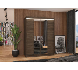 Posuvná skriňa so zrkadlom a LED osvetlením INESS 150 Choco+Choco