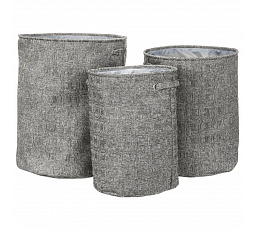 Koš na prádlo - polyester, šedý, sada 3 ks