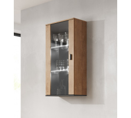 Závesná vitrína SOHO S2, Dub Lefkas/Čierny lesk