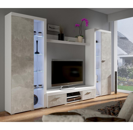 Rizo XL biela/betónová obývacia stena