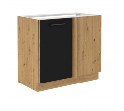 Rohová kuchynská skrinka MOLLY 105-DN-1F, Čierna/Dub artisan