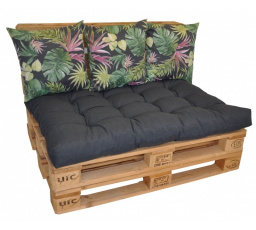 Polstre na paletový nábytok sada EASY - látka tmavo sivý melír a Monstera