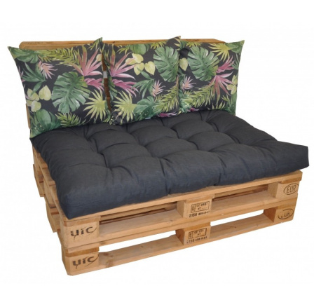 Polstre na paletový nábytok sada EASY - látka tmavo sivý melír a Monstera