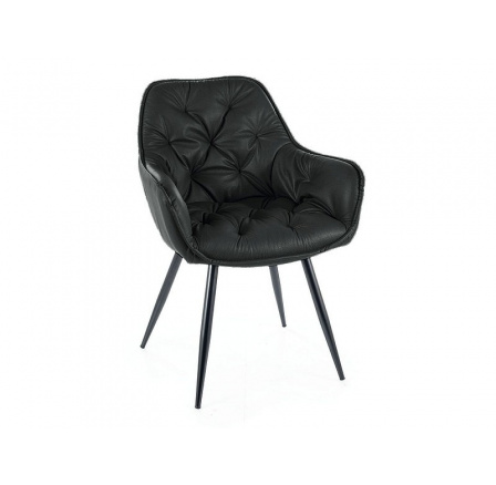 Jedálenská stolička CHERRY, čierna ekokoža/čierny mat