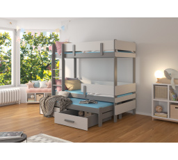 Trojposchodová posteľ ETAPO 180x80 Sivá+Sivá