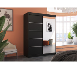 Posuvná skriňa so zrkadlom LIMBO 150 Čierna+Čierna