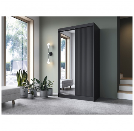 Posuvná skriňa PRESCCO II, so zrkadlom Čierna 220 Posuvná skriňa PRESCCO II, so zrkadlom Čierna 220