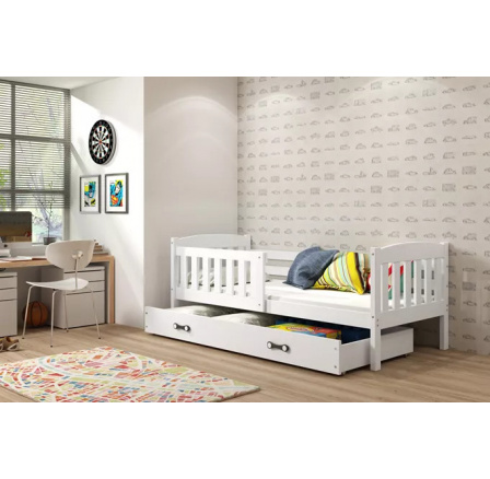 Detská posteľ KUBUS 90x200 cm so zásuvkou, bez matraca, Biela/Biela Detská posteľ KUBUS 90x200 cm so zásuvkou, bez matraca, Biela/Biela