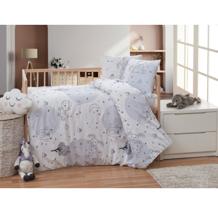 Krepové detské obliečky do malej postieľky 90x135, 45x60 cm Zvieratká v záhrade