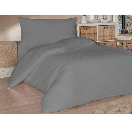 Francúzske obliečky saténový prúžok 220x200, 70x90cm sivé