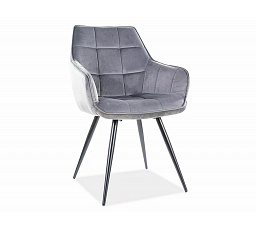 Jedálenská stolička LILIA VELVET, Sivý Bluvel 14/čierna