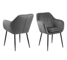 Stolička Emilia Velvet tmavo sivá/čierna