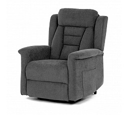 Relaxačné kreslo s elektrickým ovládaním, pomoc pri vstávaní, poťah sivá látka, 2 motory