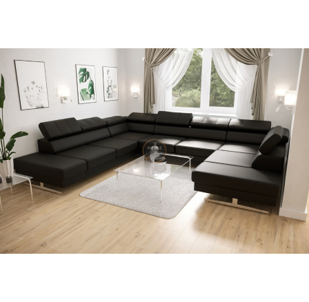 Rohová sedacia súprava EMPORIO MAX I 300x350x220 prírodná koža - čierna koža, ľavá Rohová sedacia súprava EMPORIO MAX I 300x350x220 prírodná koža - čierna koža, ľavá