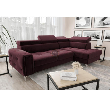 Rohová sedacia súprava s funkciou spania ORION 165x255 - Odtiene bordovej, pravá