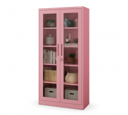 Presklená skriňa AMELIA, 900 x 1850 x 400 mm, Fresh Style: púdrovo ružová